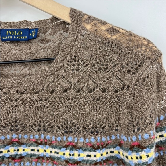Polo Ralph Lauren Fair Isle Southwestern Wool Cashmere Crochet Pullover Sweater - Picture 5 of 10